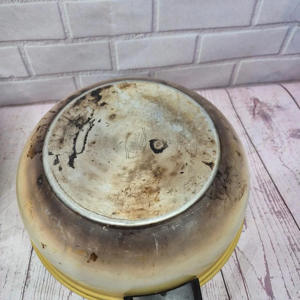 Vintage Mirro Aluminum Bun Warmer Steamer Harvest Yellow Buns Pot USA Made